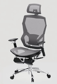 Gaming Grey Ergonomic Desk Chair PP GF Mechanism With Footrest